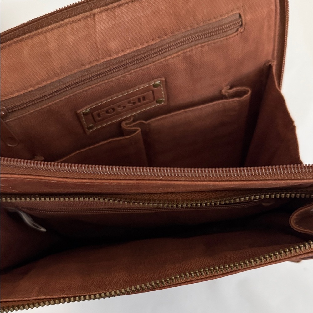 Fossil, vintage Brown Leather Crossbody Bag - Picture 3 of 10